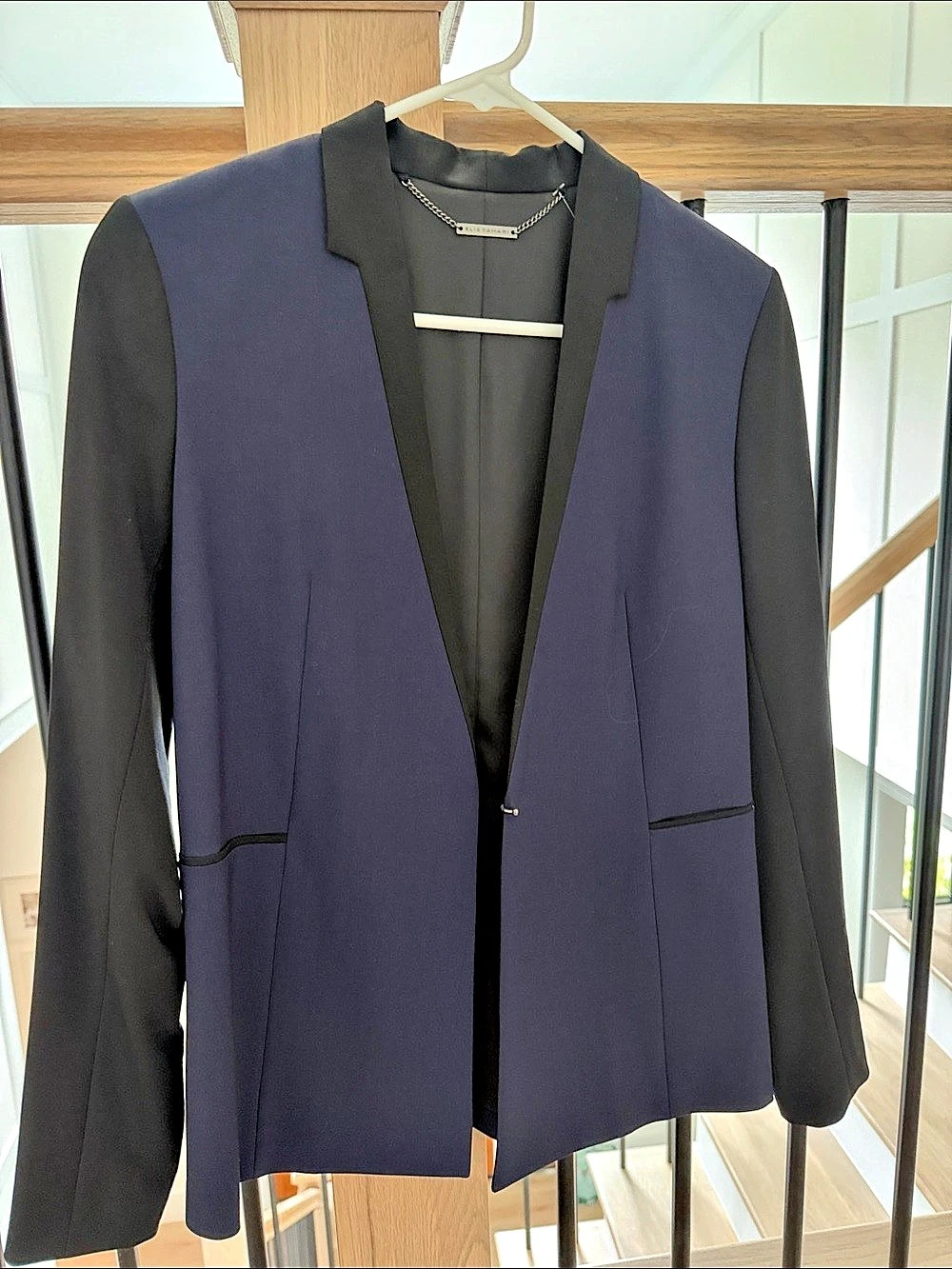 Elie Tahari Eve Jacket Blazer in Blue & Black Size 0 NWT